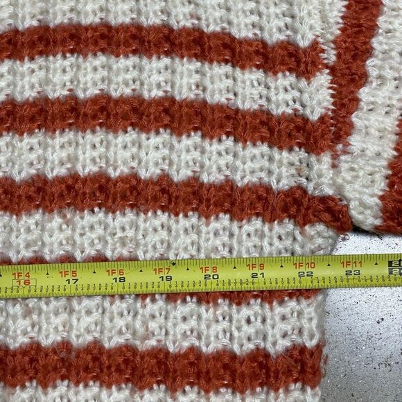 Kori Cream & Burnt Orange Oversized Striped Sweater w/Balloon Sleeves (Size: S) - Picture 5 of 15